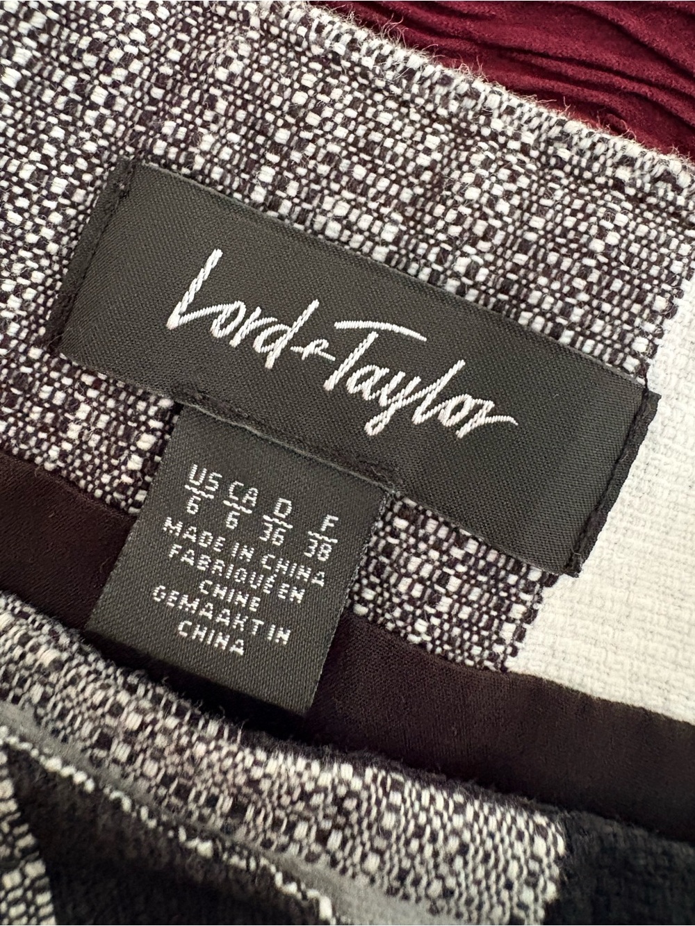 Lord & Taylor Black White Checkered Cotton Ruffle Pencil Skirt Size 6 - Picture 7 of 8